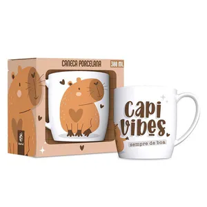 Caneca Porcelana BrasFoot Capivibes 1 Urban 300 ML Branco