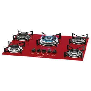 Cooktop a Gás 5 bocas Tripla Vidro Fischer Vermelho / Bivolt