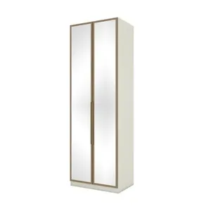 Guarda Roupa Modulado 02 Portas Com Espelho Cabideiro Areia