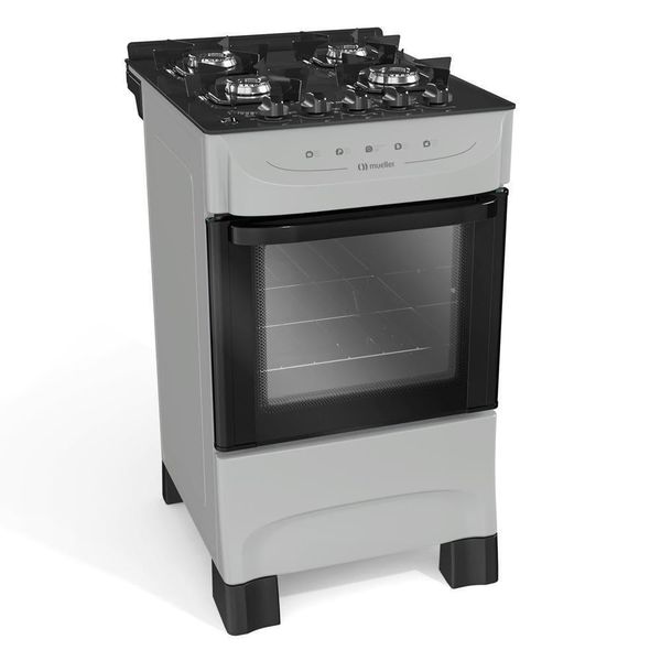 Fogão Mueller Titânio 4 Bocas Com Mesa De Vidro E Acendimento Mfv4bb