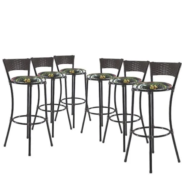 Kit 6 Banquetas Alta Forts Fibra Uv Bancada, área Goumert, Bar, Piscina, Balcão, Floral Preto