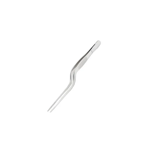Pinça Culinaria Curvada Ponta Reta Empratamento Inox 16,5cm