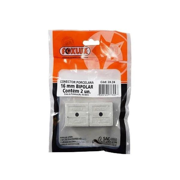 Conector De Porcelana Bipolar 16mm C/2 Un Foxlux