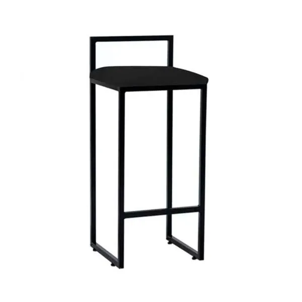 Banqueta Industrial Premium Aço Preta Assento Preto Preto