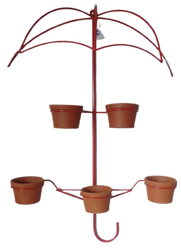 Suporte Plantas Guarda chuva Vermelho 5 Vasos