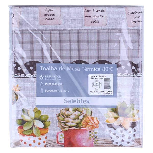 Toalha de Mesa Térmica 138X138cm Salehtex Cactus