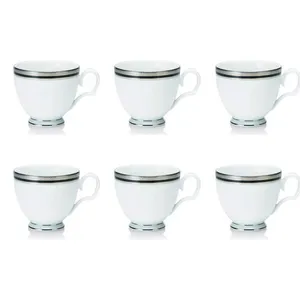 Jogo de xícaras chá em porcelana Noritake Austin Platinum 6 peças