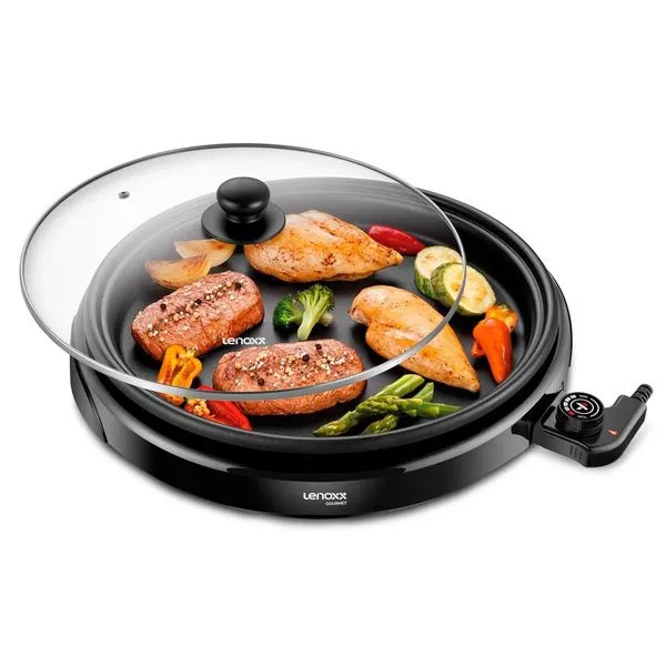 Panela Elétrica Grill Lenoxx Multifuncional Gourmet Preta 127V