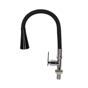 Torneira Cozinha Bancada Silicone Flexível Gourmet Preta Mesa