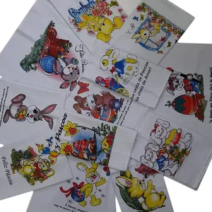 Pano De Prato Lomaer Sacaria Estampado Pascoa 0,45 x 0,71cm Branco 03 Unidades