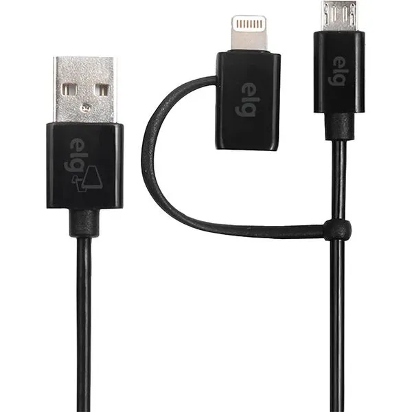 Cabo Micro USB com Adaptador Lightning 1m ELG M8510 Preto
