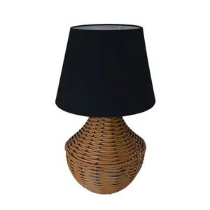 Abajur de mesa Junco Areia Cúpula Preta