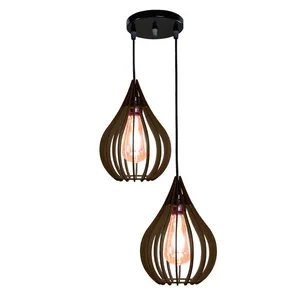 Luminária Teto Lustre pendente balcão cozinha sala duplo Chocolate