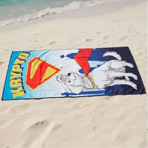 Toalha de Praia e Piscina KazzaVip Microfibra 100% Poliéster Estampada Anti Areia Licenciada Krypto 70cm x 140m Azul