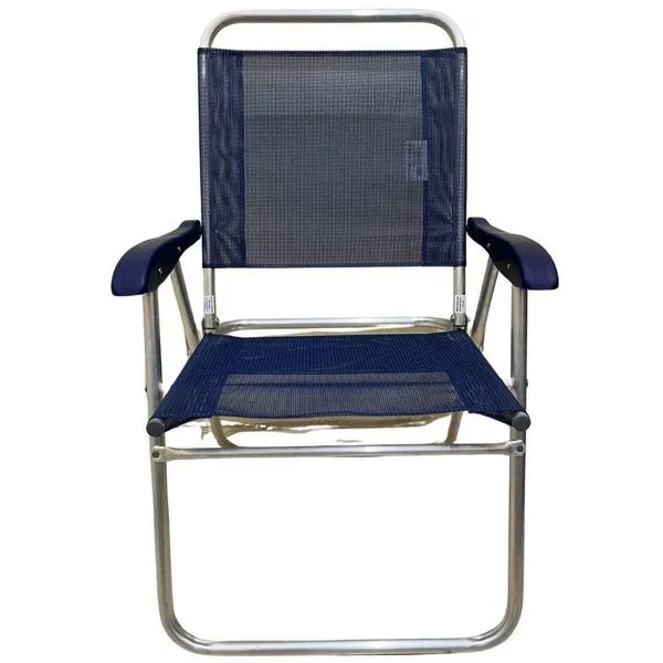 Cadeira De Praia Alta Sanete Encosto Alto Aluminio Ronchetti Azul-escuro