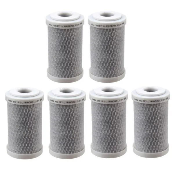 Kit 6 Refil Filtro 5 Polegada Carbon Block Carvão Ativado