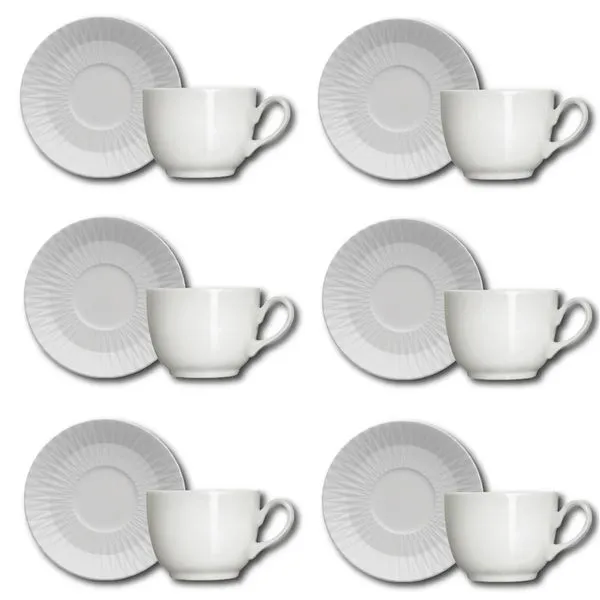 Conjunto de Xícaras para Chá Germer Diamante em Porcelana 240 ml  6 Peças