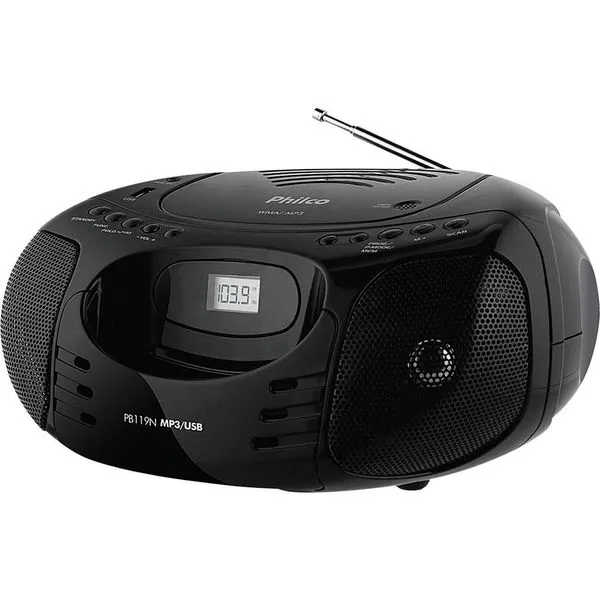Rádio com CD, MP3 Player, FM, Potência 5W RMS, Entradas USB e Auxiliar Philco PB119N Preto