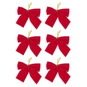Kit Laços de Natal Liso 8cm Vermelho Cazza