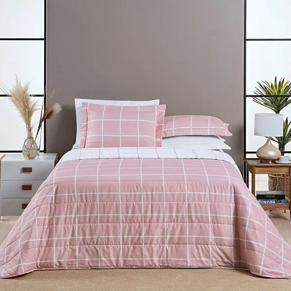 Cobre Leito Austin Casal Padrão 03 Peças - Rosa
