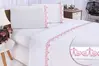 Jogo lençol Atenas quarto casal Queen bordado 4 peças 2fronha Branco com Rose