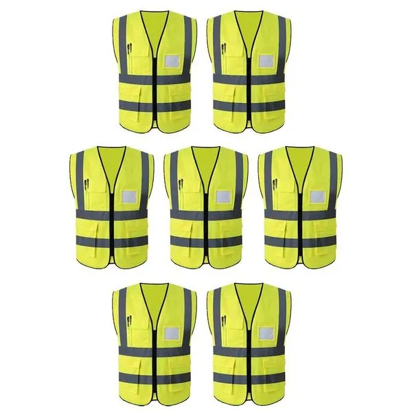 Colete Refletivo Sinalizador Epi Kit 7 Unidades Segurança Trabalho Fluorescente Proteçao Obras