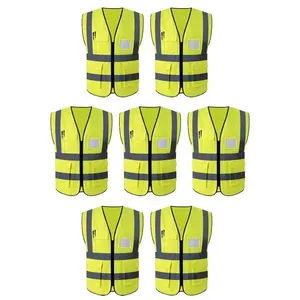 Colete Refletivo Sinalizador Epi Kit 7 Unidades Segurança Trabalho Fluorescente Proteçao Obras