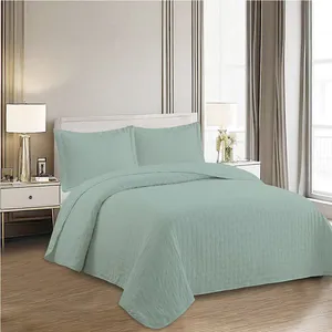 Kit Cobre Leito Colcha Anarruga Nuvem 3 Peças Casal 220x240cm Verde Sonhare