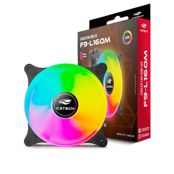 Cooler Fan Gamer 120mm LED Molex 4 Pinos 12V DC F9-L160BKM