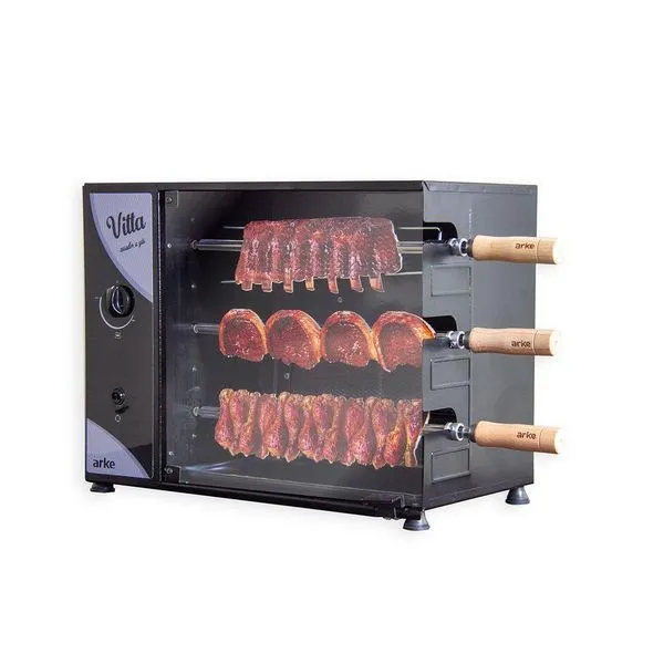Churrasqueira Assador A Gás Gn Rotativa Elétrica 55 Cm Aço Carbono Infravermelho Vitta3 220v - Arke