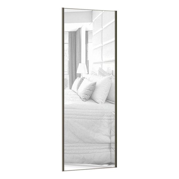 Porta De Correr 80cm Com Espelho, Puxador Inox