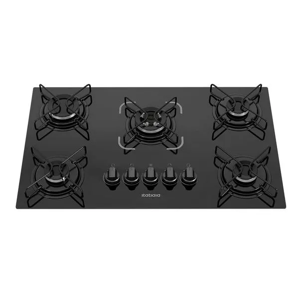 Cooktop Itatiaia Essencial 5 Bocas Com Tripla Chama Mesa de Vidro e Acendimento Superautomático Preto / Bivolt