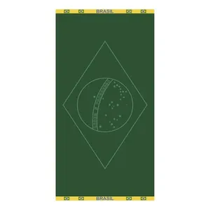 Toalha de Praia KazzaVip Jacquard Veludo 100% Algodão Bandeira Do Brasil 70cmx140m Verde