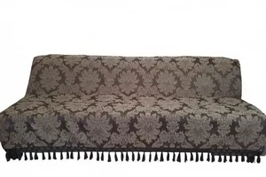 Manta Sofa Xale jacquard sala Marrom com Bege Medalhão 1,80x2,80