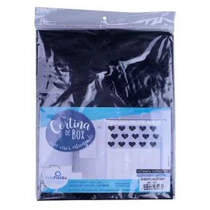 Cortina para Box 138x198cm PVC com Ilhós Vida Pratika Preta