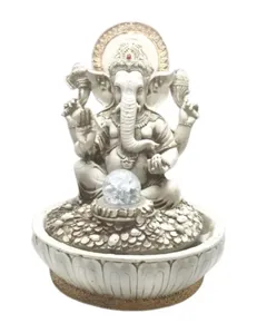 Fonte água ganesha branca sala quarto jardim luz bombinha