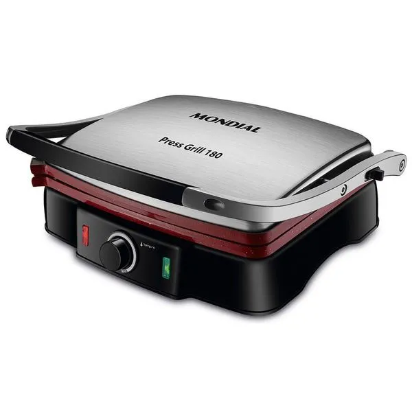 Press Grill Mondial Red Ceramic Pg-02 Press Grill-127v-preto/inox 110V