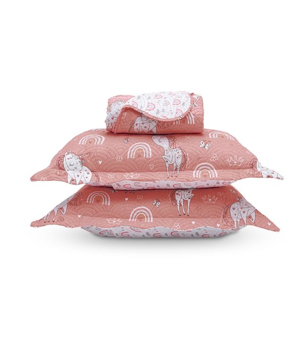 Kit Cobre Leito Casual Kids Casal Appel Rosa UN / Rosa