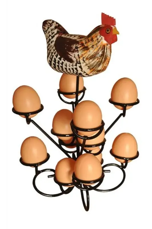 Porta Ovos Cozinha Galinha ferro 12 ovos 30 cm