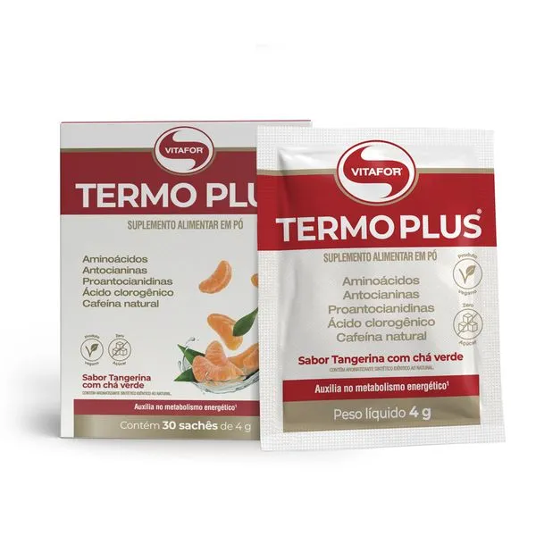 TERMO PLUS® Sabor Tangerina c/ Chá Verde 30 Sachês 4g