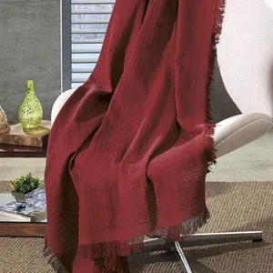 Manta de Algodão Unicolor Liso Vermelho 210 X 150 Cm D'rossi
