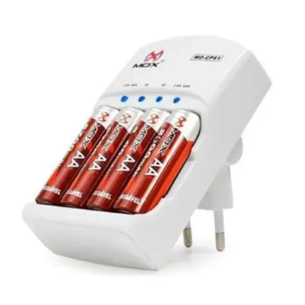 Carregador De Pilhas E Pilhas Mox 4 Pilhas Bivolt