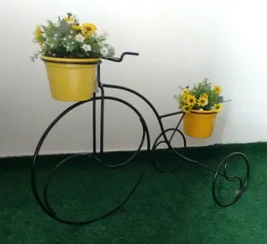 Suporte Plantas Bicicleta Preta - 2 vasos