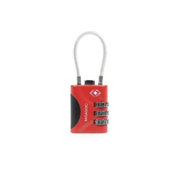Cadeado TSA com Cabo de Aço Vermelho U / Vermelho