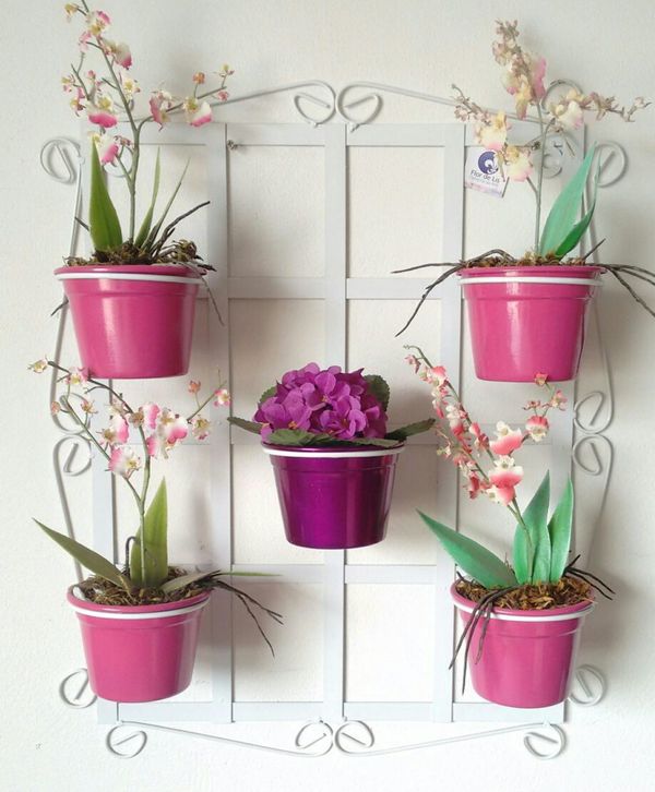 Suporte Ferro Plantas Branco Quadrado 5 vasos