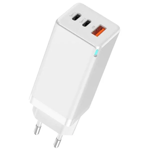 Carregador Rápido Gan 65w Quick Charger 3 Portas