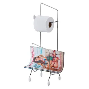 Suporte de Chão para Papel Higiênico e Revisteiro Utimil em Aço Cromado 56 cm