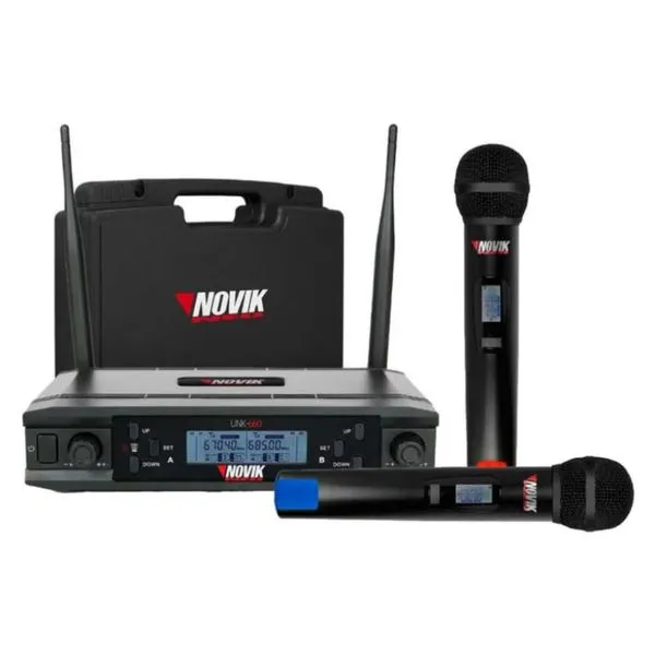 Microfone UHF Duplo MULTI-FREQUENCIA 2X300 Canais Transmiss??o Digital