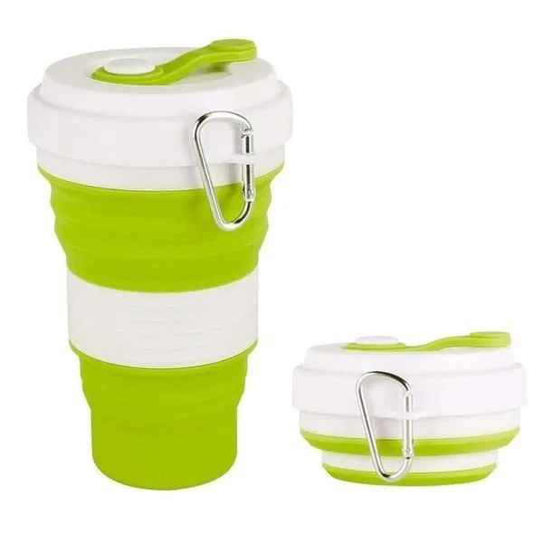 Copo Ecologico Retratil Silicone Grande Dobravel 550ml Verde