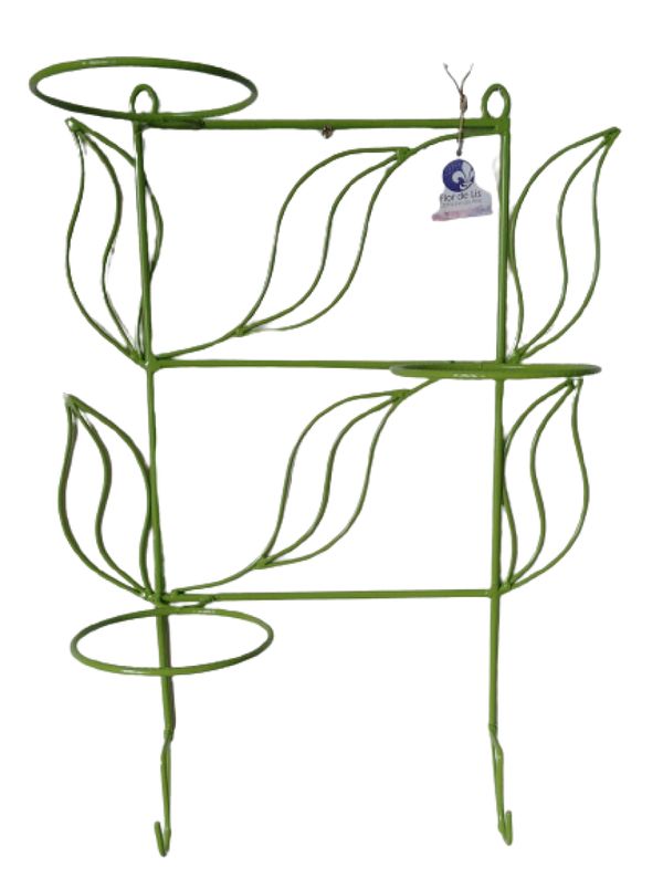 Suporte Ferro Para Plantas Folhas para 3 Vasos e 2 Ganchos